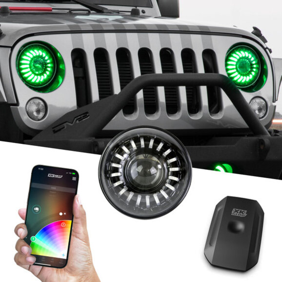 XKGLOW 7" LED Headlight Kit XKchrome Smartphone App XKGLOW 7" LED Headlight Kit XKchrome Smartphone App for 97-25 Jeep Wrangler TJ, JK, JL, & Gladiator JT