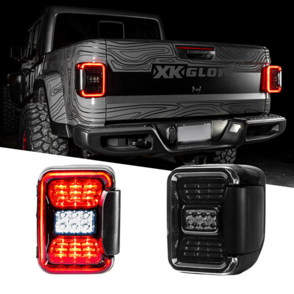 XKGLOW LED Smoked Lens Tail Light Kit XKGLOW XK041028 LED Smoked Lens Tail Light Kit for 20-25 Jeep Gladiator JT
