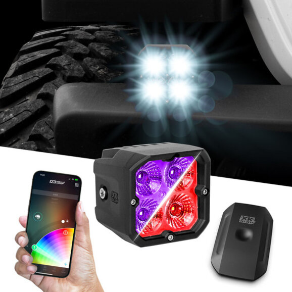 XKGLOW  2pc C3 SAE Cube Light Kit with XKchrome Smartphone App  