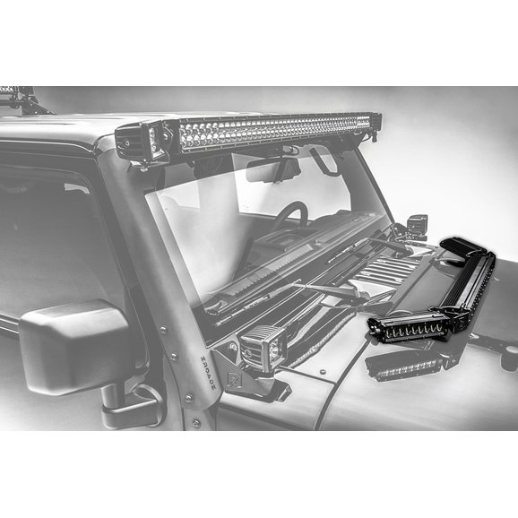 ZROADZ Hood Hinge LED Kit with 20" Light Bar & 6" LED Single Row Slim Light Bar-Pair ZROADZ Z344813-KIT Hood Hinge LED Kit with 20" Light Bar & 6" LED Single Row Slim Light Bar-Pair for 07-18 Jeep Wrangler JK
