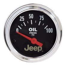 Auto Meter 880240 Jeep Logo 2 1/16" Diameter Electrical Oil Pressure Gauge (Measures from 0- 100 PSI)