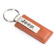 Automotive Gold KC1541JEE Brown Leather Jeep Logo Keychain 