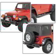 Quadratec QR3 Front Tube Winch Mount Bumper with Rear Bumper with Hitch & Free Side Steps for 87-06 Jeep Wrangler YJ & TJ
