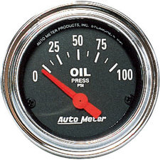 Auto Meter 2522 2 1/16" Diameter Electrical Oil Pressure Gauge (Measures from 0- 100 PSI)