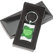 Automotive Gold Jeep Grille Logo Rectangular Wave Keychain 