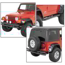 Quadratec QR3 Front Tube Bumper without Hoop, Rear Tube Bumper & Free Side Steps for 87-06 Jeep Wrangler YJ & TJ