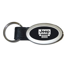 Automotive Gold KC3210.JEEG Jeep Grill Logo Black and Chrome Oval Keychain 