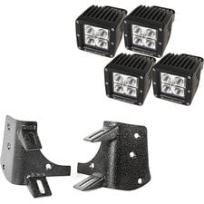 Rugged Ridge 11232.38 A-Pillar Light Mount Brackets Kit with 3" Square LED Lights for 97-06 Jeep Wrangler TJ & Unlimited