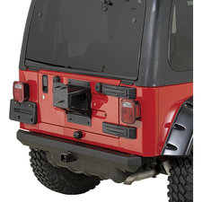 Rugged Ridge 11503.20 Classic Rock Bumper Rear with 2" Receiver in Textured Black for 87-06 Jeep Wrangler YJ & TJ