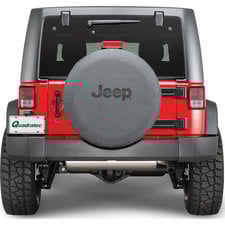Mopar Black Denim Jeep Logo Tire Cover with Black Jeep Logo