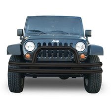 Rampage Products Front Double Tube Bumper with Hoop for 07-20 Jeep Wrangler JL, JK & Gladiator JT