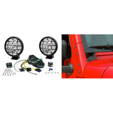 KC HiLiTES 5" Apollo Pro Driving Lights with Windshield Mount Brackets for 07-18 Jeep Wrangler JK