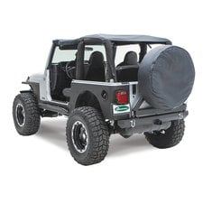 Smittybilt Classic Rear Bumper with 2" Receiver & Swing Away Tire Carrier in Textured Black for 87-06 Jeep Wrangler YJ, TJ & Unlimited