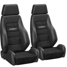 Corbeau GTS II Front Seat Pair in Black Suede/Leather