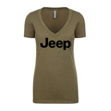 Jeep Merchandise Ladies Jeep Wave USA V-Neck T-Shirt in