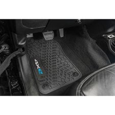 FlexTread Tire Tread/Scorched Earth Scene Front Liners with 4XE Logo for 18-24 Jeep Wrangler JL