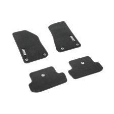Mopar 82215200AC 4pc Carpeted Jeep Logo Floor Mats in Black for 18-20 Jeep Wrangler JL 2-Door