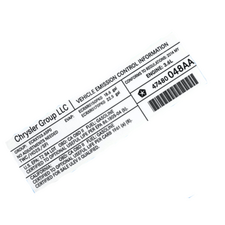Mopar Vehicle Emission Control Information Label for Jeep Wrangler JK