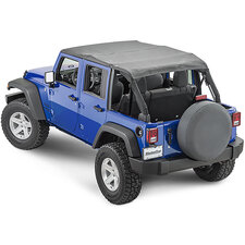 MasterTop Bimini Plus Top with Red Integrated Grab Handles- in MasterTwill for 07-18 Jeep Wrangler JK Unlimited 4-Door