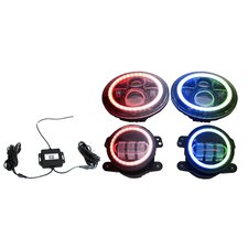 Race Sport Lighting ColorSMART Combo Complete RGB Multi-Color Headlight & Fog Light Kit for 97-18 Jeep Wrangler TJ & JK