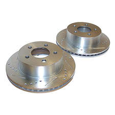 Crown Automotive RT31001 Drilled and Slotted Front Brake Rotor Set for 99-06 Jeep Wrangler TJ, Unlimited and Cherokee XJ