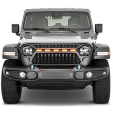 TACTIK Reef Shark Grille with LED Running Lights for 18-25 Jeep Wrangler JL & 20-25 Jeep Gladiator JT w/o TrailCam