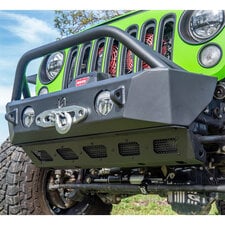 Turn Offroad JPFB-03 Front Stubby Bumper with Skid Plate & Recessed Winch Mount for 07-26 Jeep Wrangler JK, JL & Gladiator JT