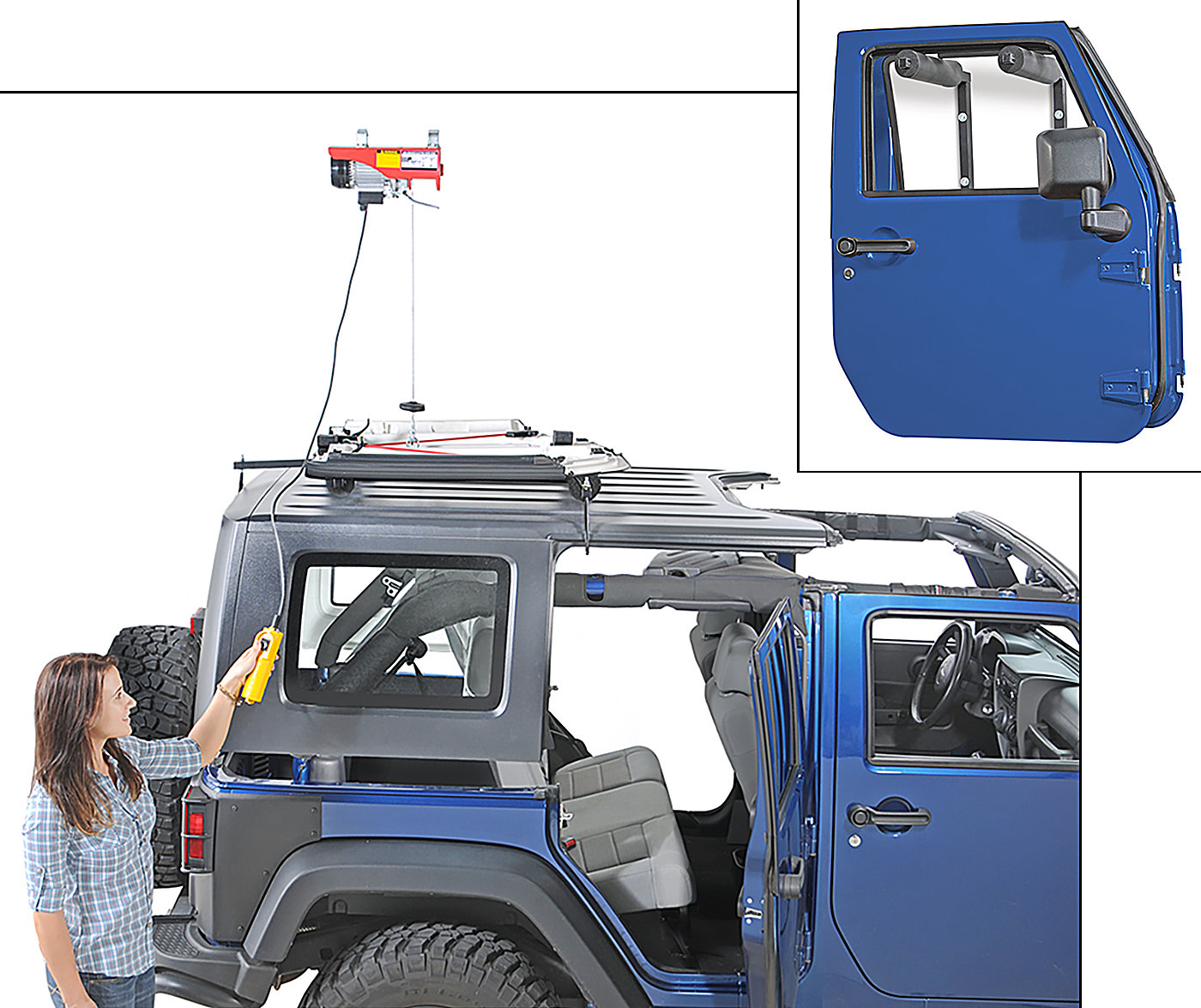 Lange Originals Power Hoist-a-Top & Door Hanger Combo for 07-18 Jeep  Wrangler Unlimited JK | Quadratec