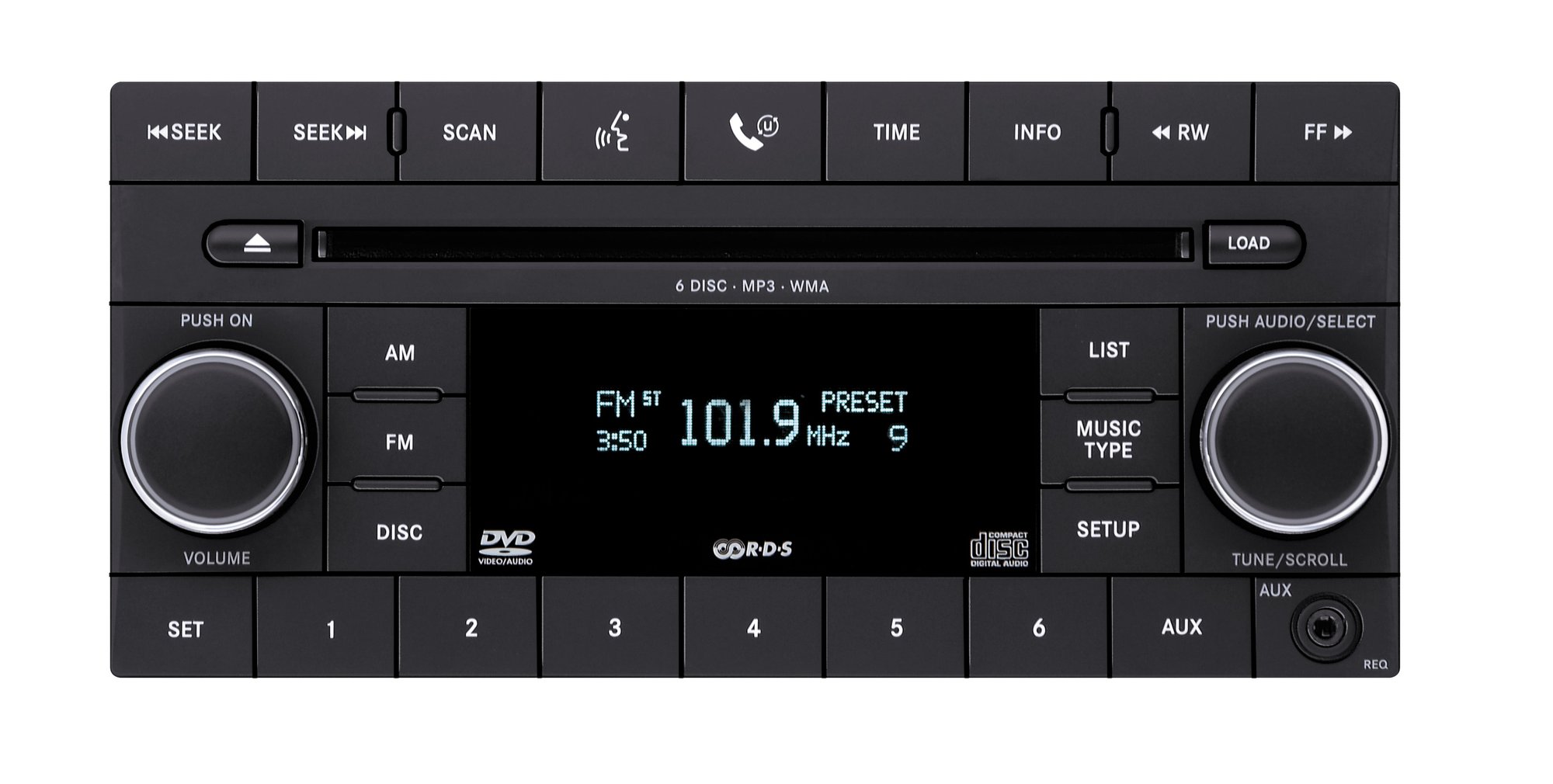 Mopar 5064948AH REQ AM/FM Stereo with Six-Disc CD/DVD Player and Satellite  Radio Receiver for 2008 Jeep Wrangler JK | Quadratec