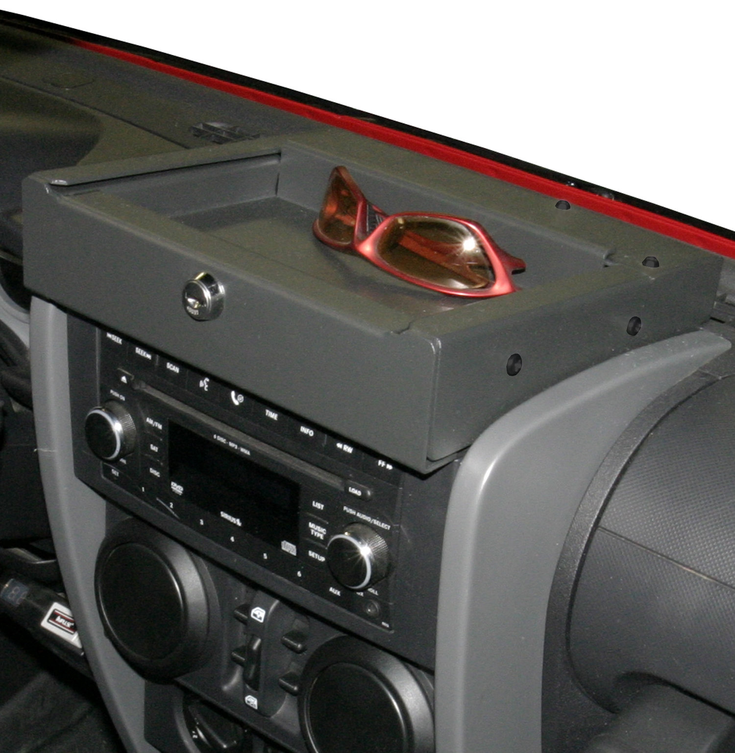 Tuffy 160-08 Security Products Flip-n-Lock MyGig/Stereo Cover in Dark Slate  for 07-10 Jeep Wrangler JK | Quadratec