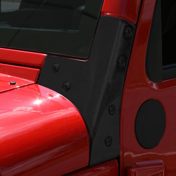 Rugged Ridge  Replacement Windshield Hinge Brackets in Black Powder  Coat for 07-18 Jeep Wrangler JK | Quadratec