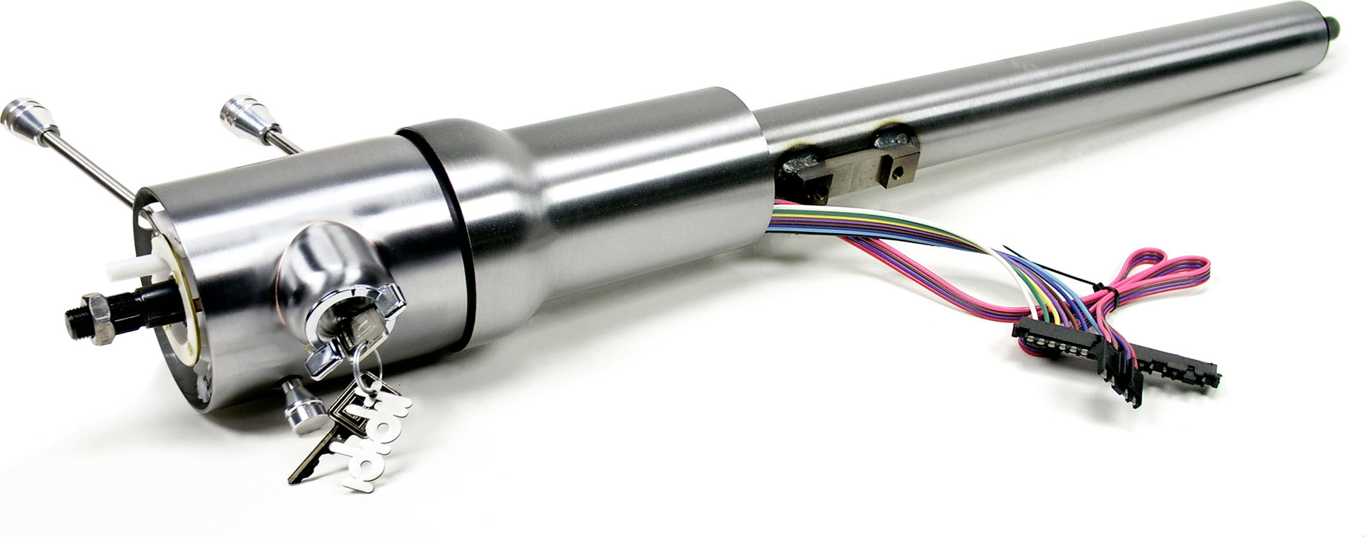 28" Chrome Tilt Floor Shift Steering Column – No Key, Manual, Universal Fit, Stainless Steel