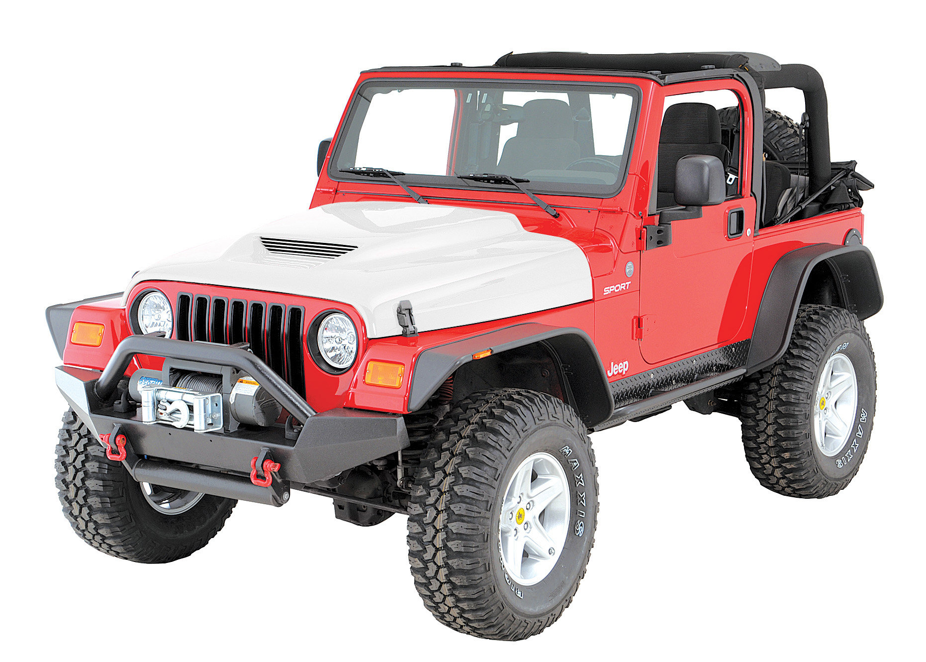 Cervini's Auto Design 1191 Ram Air Fiberglass Hood for 97-06 Jeep Wrangler  TJ | Quadratec