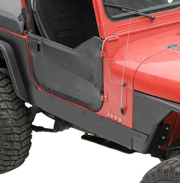 Smittybilt XRC Rock Sliders in Textured Black for 87-95 Jeep Wrangler YJ |  Quadratec
