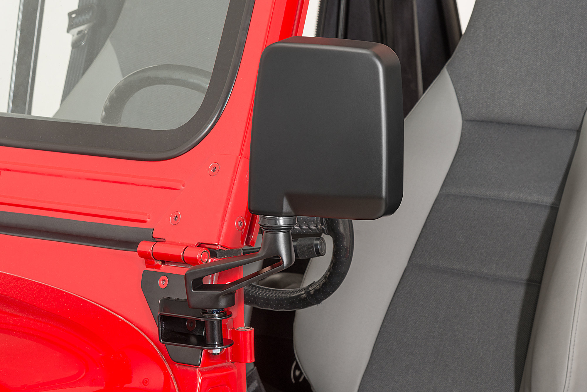 Rugged Ridge  Mirror Movers in Black for 87-95 Jeep Wrangler YJ  with Half Doors & 94-95 with Full Doors | Quadratec