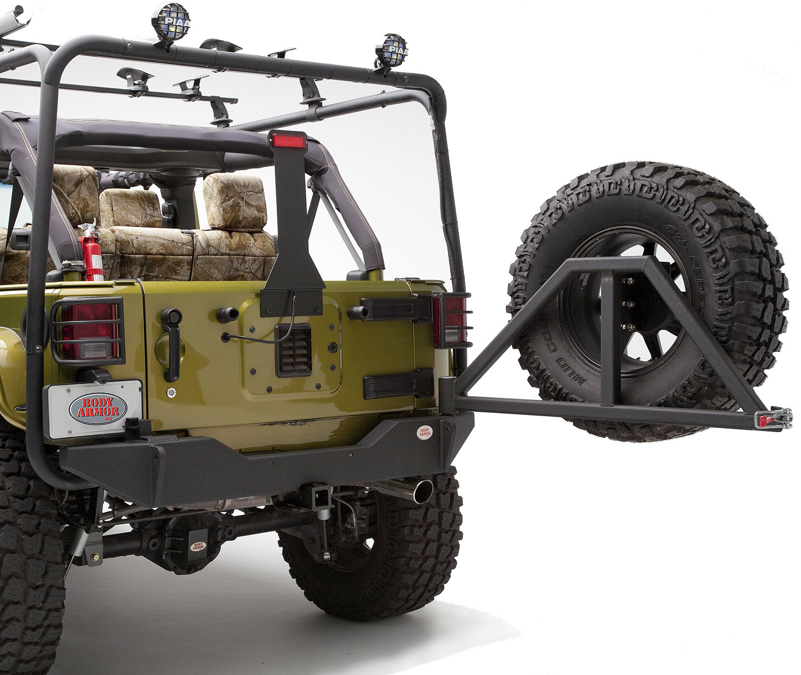 Body Armor 4x4 Rear High Clearance Bumper and Tire Carrier in Textured