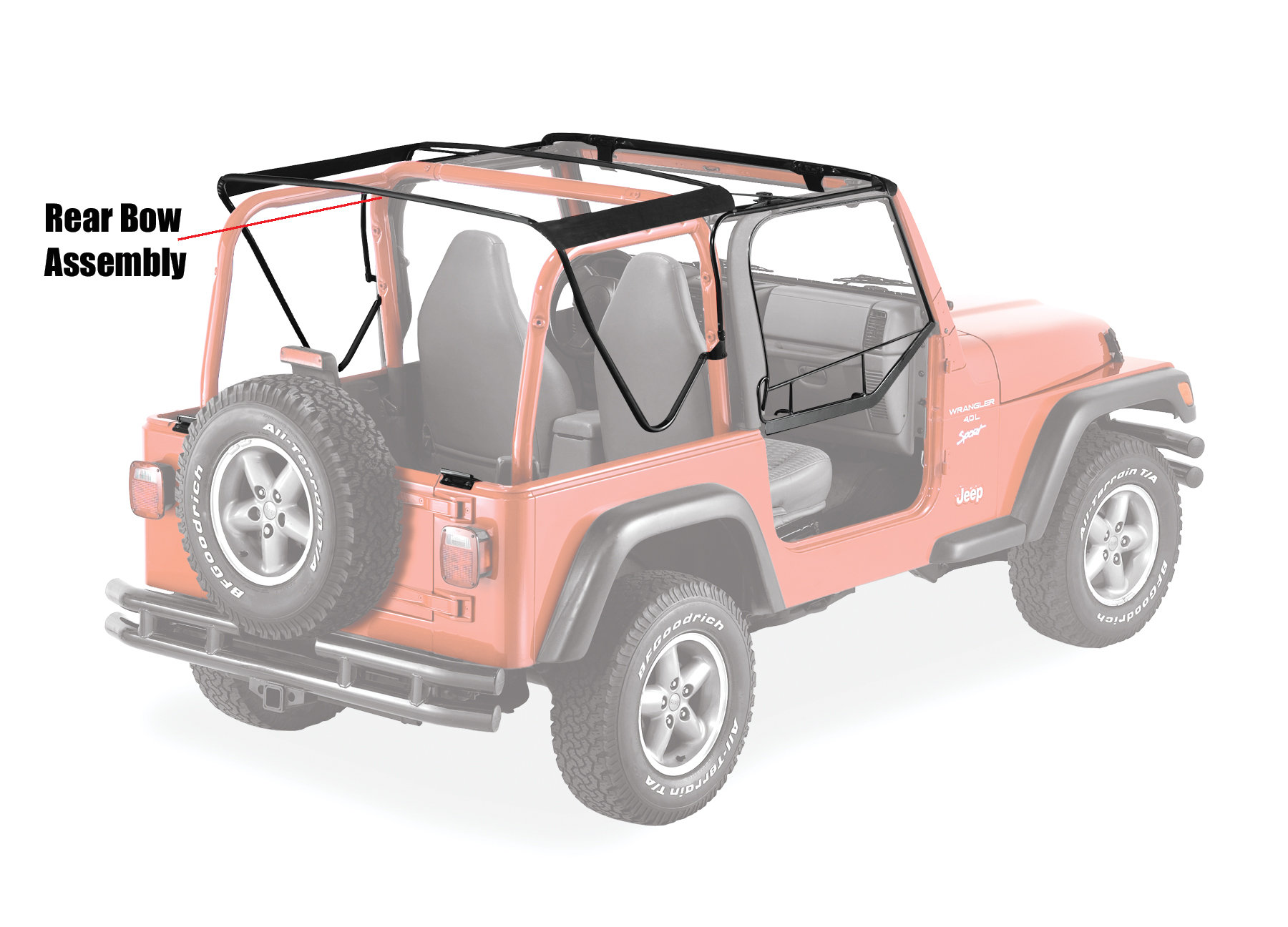 Mopar 55395013AC Softop Rear Bow Assembly 0406 Jeep Wrangler Quadratec