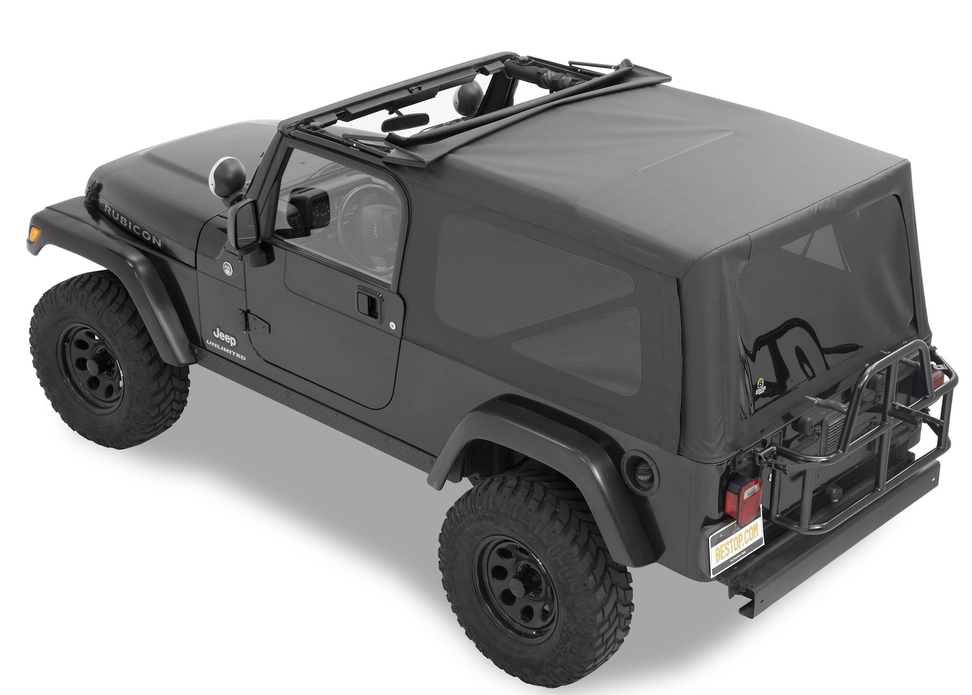 Bestop Supertop NX Soft Top with 2 Piece Soft Doors and Tinted Windows In Black  Diamond for 04-06 Jeep Wrangler Unlimited TJ