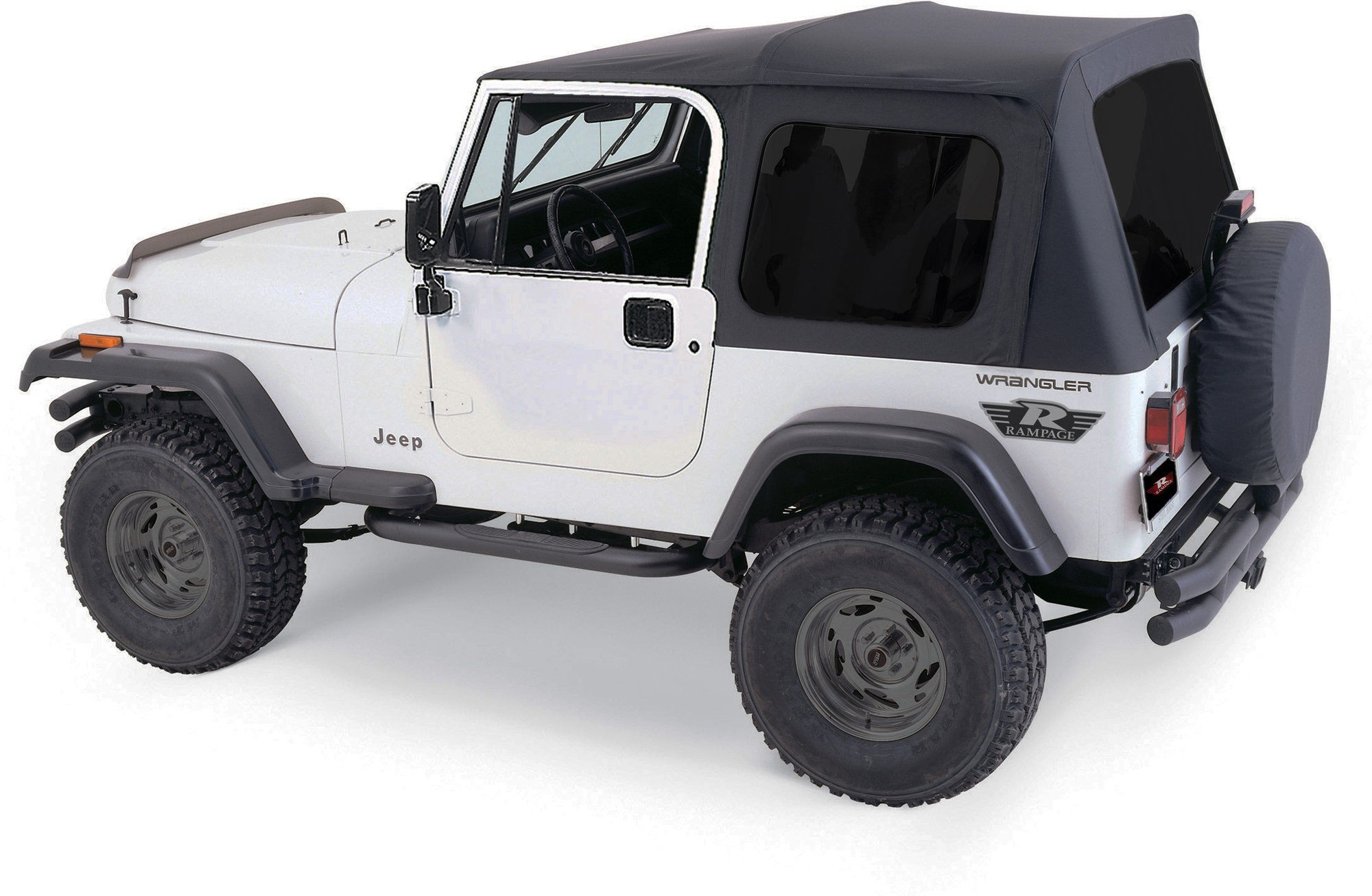 Rampage Products 68035 Complete Soft Top Kit with Tinted Windows for 76-95  Jeep CJ-7 & Wrangler YJ with Full Steel Doors | Quadratec