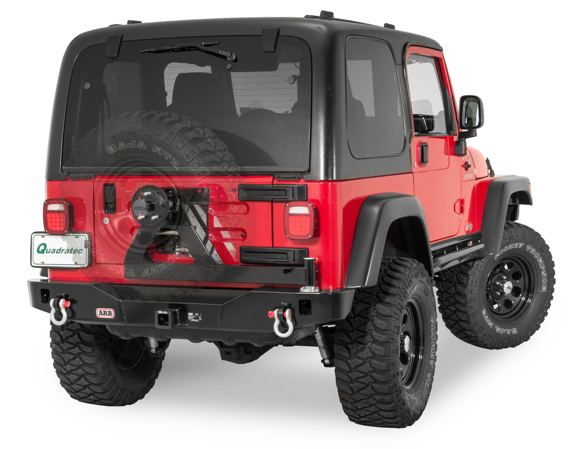 ARB Rear Modular Bumper & Swing Away Wheel Carrier in Black for 87-06 Jeep  Wrangler YJ,TJ & Unlimited | Quadratec