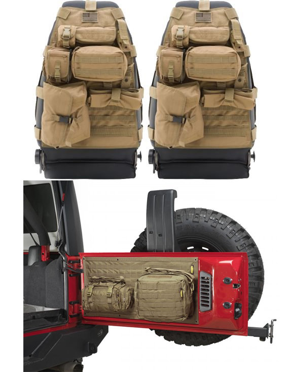 Smittybilt Front G E A R Seat Covers With Tailgate Cover For 07 18 Jeep Wrangler Jk Quadratec - Jeep Gladiator Tactical Seat Covers