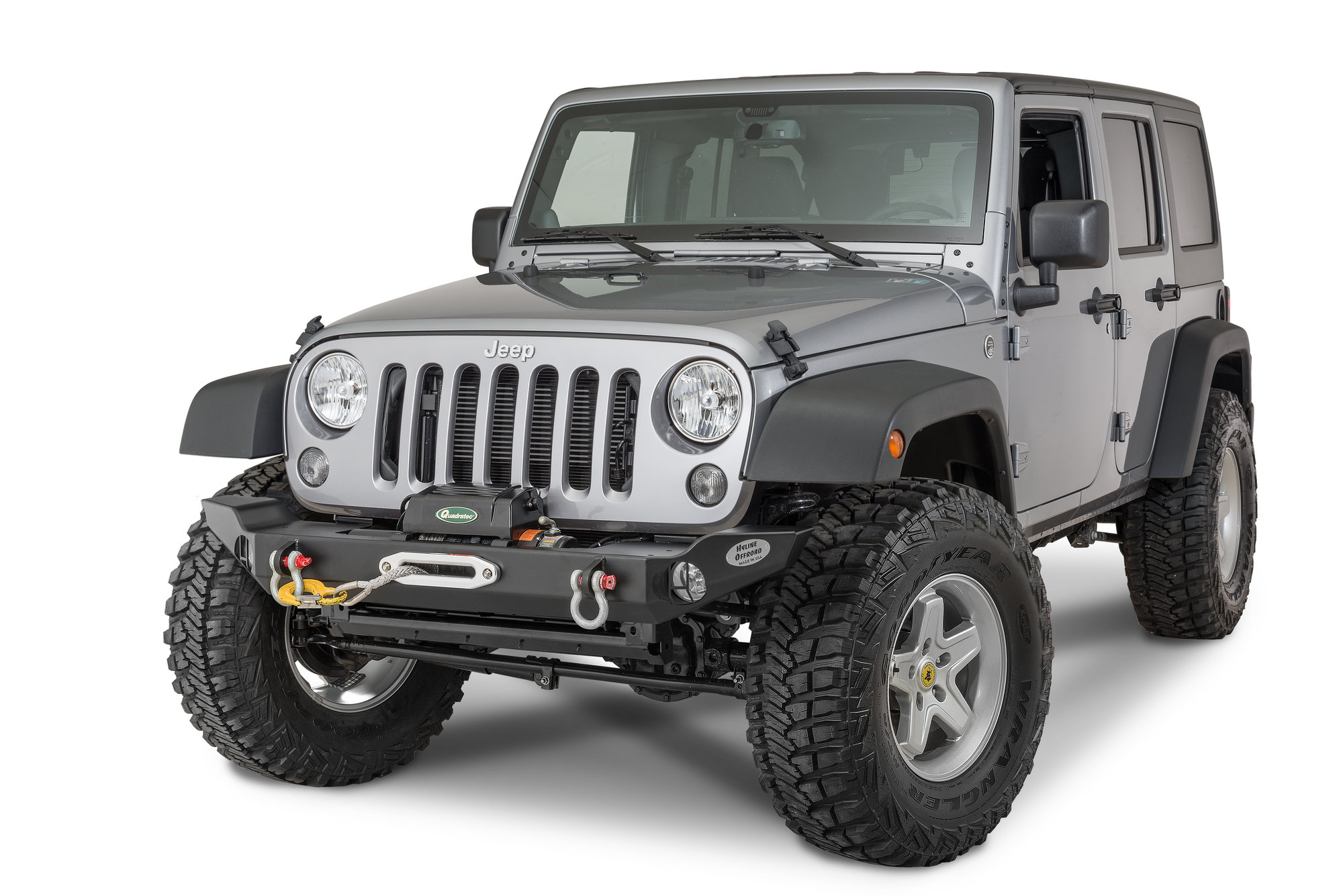HyLine OffRoad 400100130 Front Mid Width Recessed Winch Bumper for 07-18 Jeep Wrangler JK | Quadratec HyLine OffRoad 400100130 Front Mid Width Recessed Winch Bumper for 07-18 Jeep Wrangler JK | Quadratec