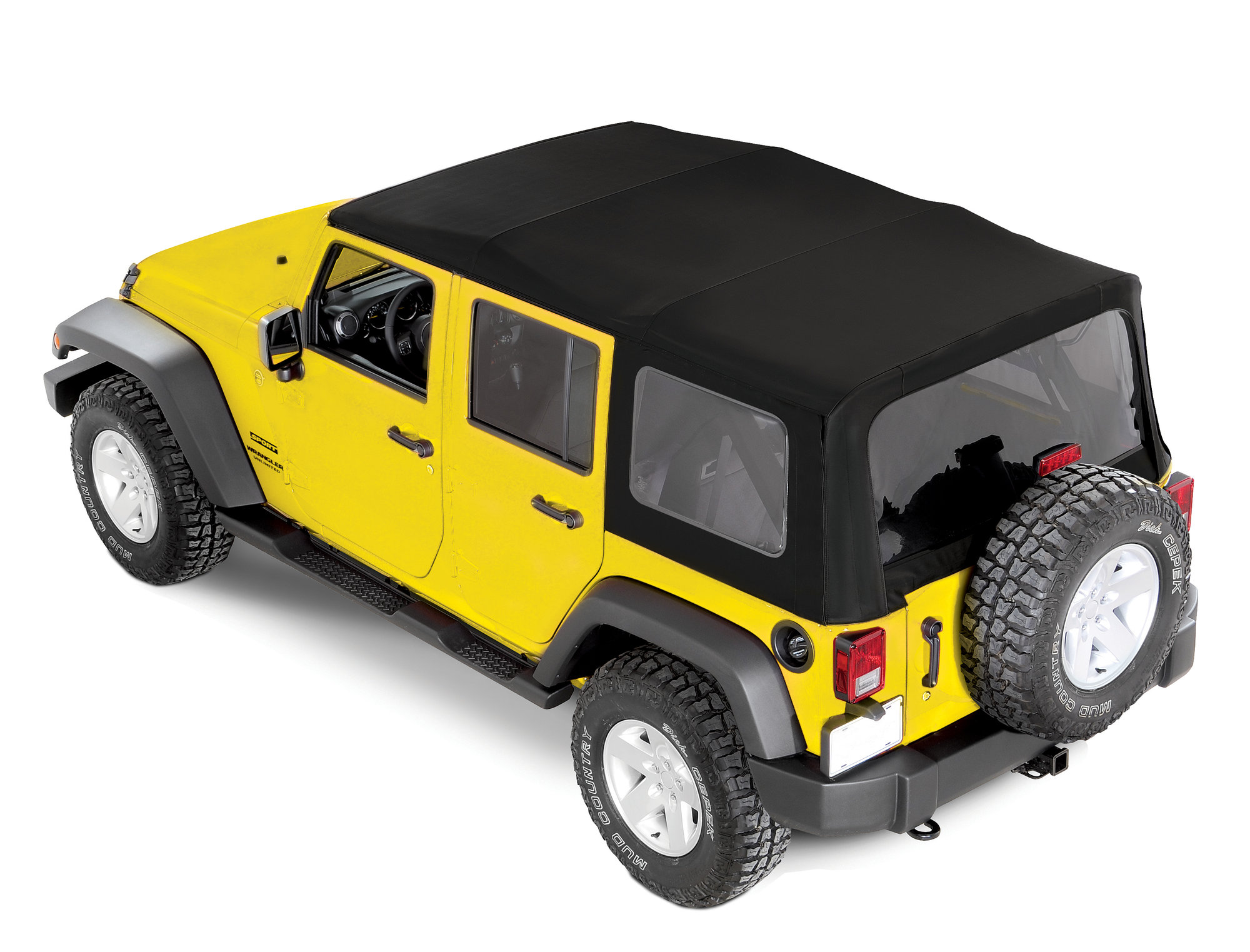 Mopar 82213652 Complete Cable Style Sunrider Soft Top with Spring Lift Assist in Black for Wrangler Unlimited JK 4 Door | Quadratec