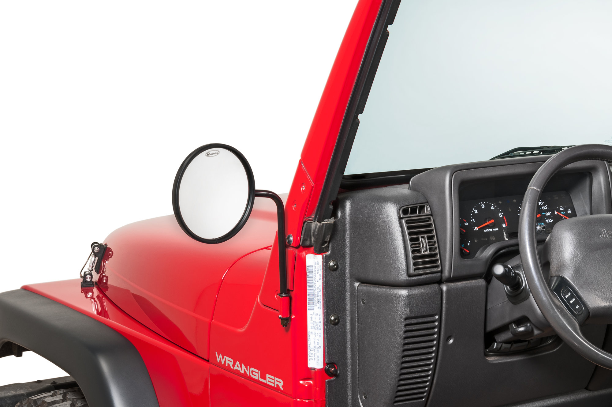 Quadratec Adventure Mirrors with Round Head for 76-23 Jeep Wrangler JL, JK,  TJ, YJ, CJ & Gladiator JT | Quadratec