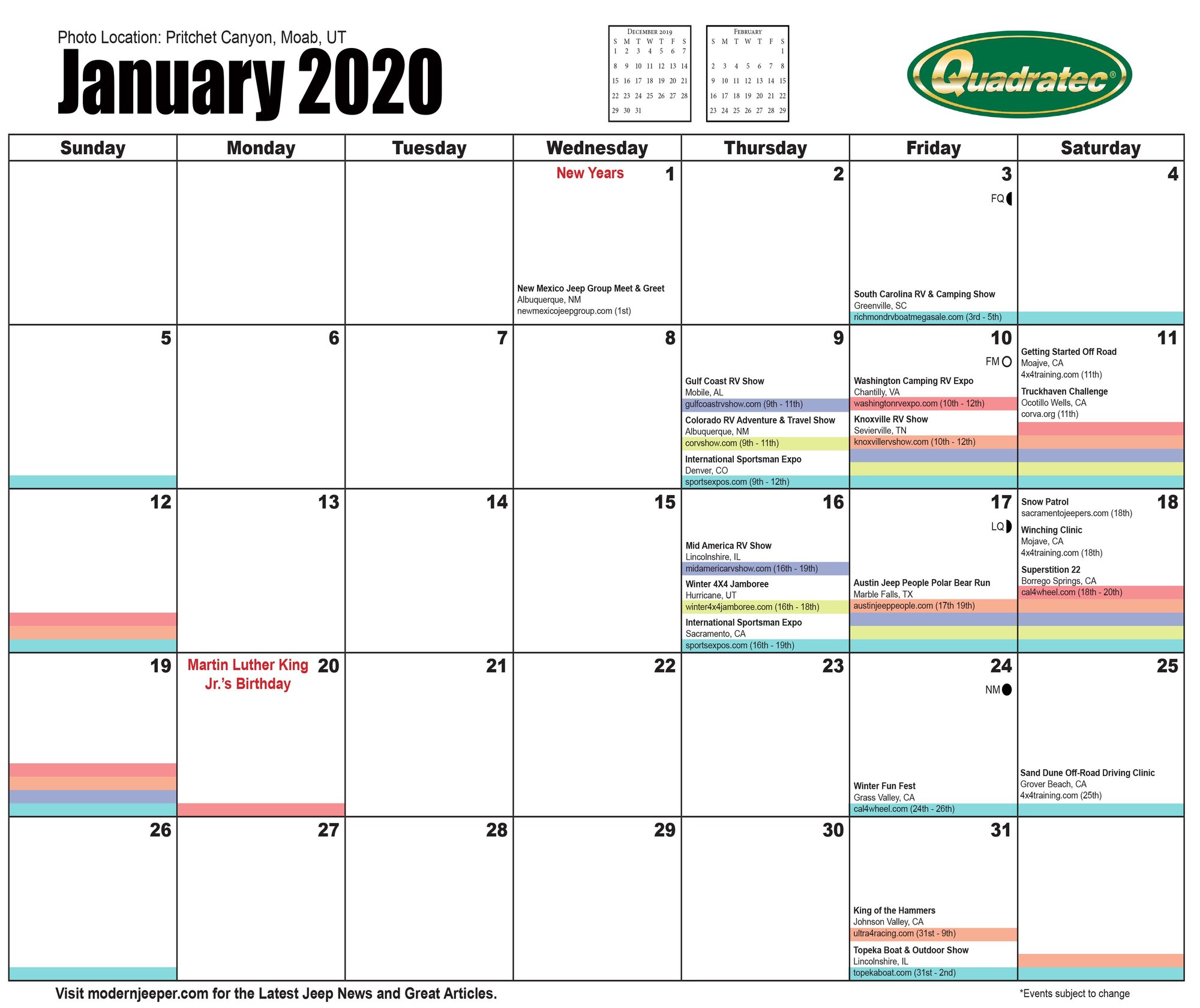 Quadratec 2020 OffRoad Event Calendar Quadratec