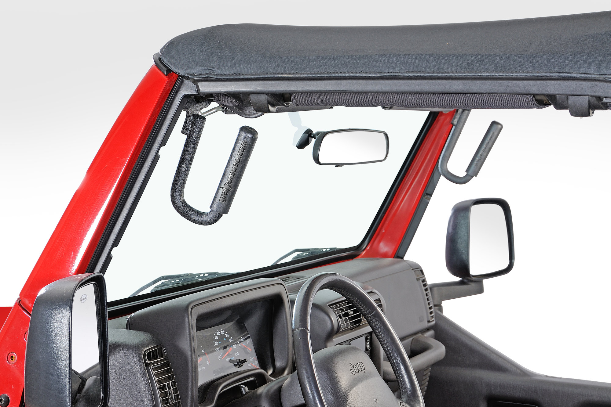 AVOMAR Black Solid Steel Front Grab Handles Grab Bar Grip Handle for 1997-2006 Jeep Wrangler TJ & Unlimited