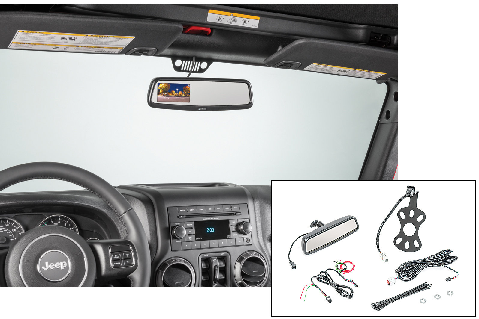 Brand Motion Rear Vision Camera System for 07-18 Jeep Wrangler JK without  Nav Radio