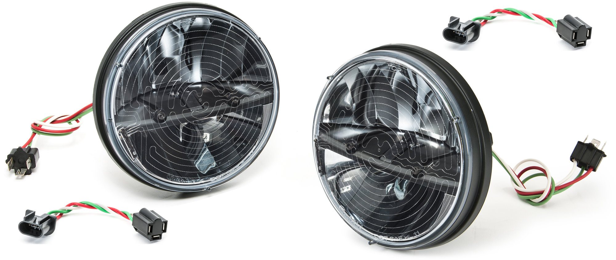 TruckLite 55005 7" Round Heated LED Headlight Kit with H13 to H4