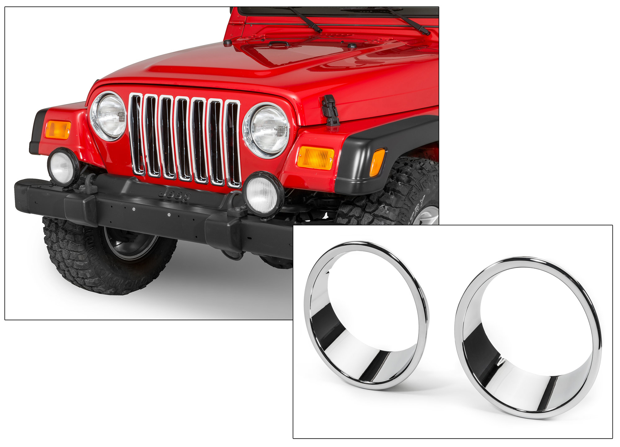 Rugged Ridge Grille Inserts With Headlamp Bezels For 97 06 Jeep