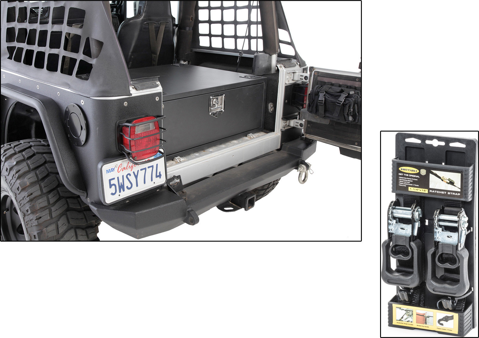 Smittybilt Security Storage Vault with Ratchet Tie Downs for 8706 Jeep
